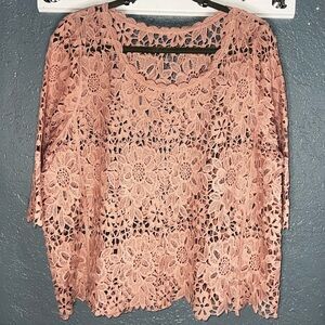 Handmade Pink Crochet Lace Top